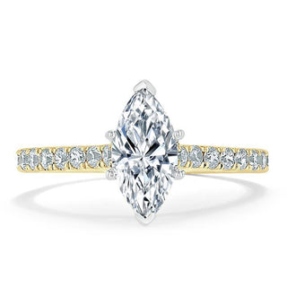 1.0 CT Marquise Cut Solitaire Pave Moissanite Engagement Ring - Barbara Maison 