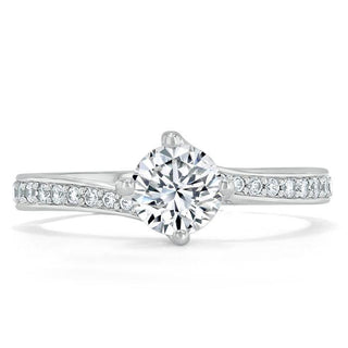 0.75 CT Round Cut Solitaire Bypass Pave Moissanite Engagement Ring - Barbara Maison 