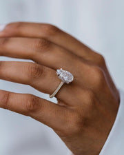 4.25 CT Pear Hidden Halo & Pave Moissanite Engagement Ring - Barbara Maison 