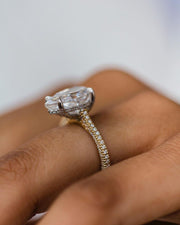 4.25 CT Pear Hidden Halo & Pave Moissanite Engagement Ring - Barbara Maison 