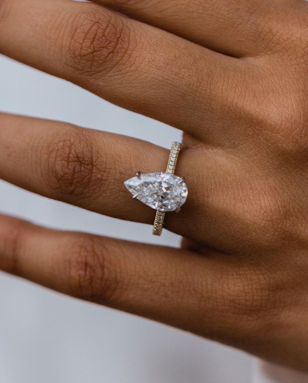 4.25 CT Pear Hidden Halo & Pave Moissanite Engagement Ring - Barbara Maison 