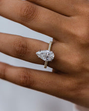 4.25 CT Pear Hidden Halo & Pave Moissanite Engagement Ring - Barbara Maison 