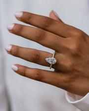 4.25 CT Pear Hidden Halo & Pave Moissanite Engagement Ring - Barbara Maison 