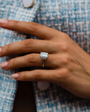 2.60 CT Emerald Three Stone Moissanite Engagement Ring - Barbara Maison 