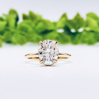 2.72 CT Oval Solitaire Hidden Halo Moissanite Engagement Ring - Barbara Maison 