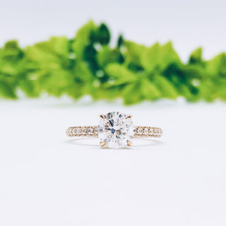 1.85 CT Round Cut Hidden Halo Pave Moissanite Engagement Ring - Barbara Maison 