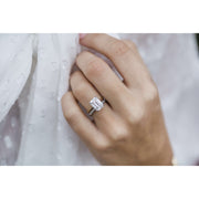 2.60 CT Emerald Solitaire Moissanite Engagement Ring - Barbara Maison 
