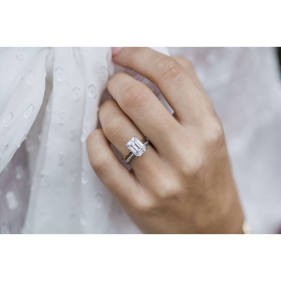 2.60 CT Emerald Solitaire Moissanite Engagement Ring - Barbara Maison 