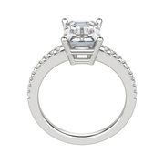 2.30 CT Emerald Solitaire Moissanite Engagement Ring With Pave Setting - Barbara Maison 