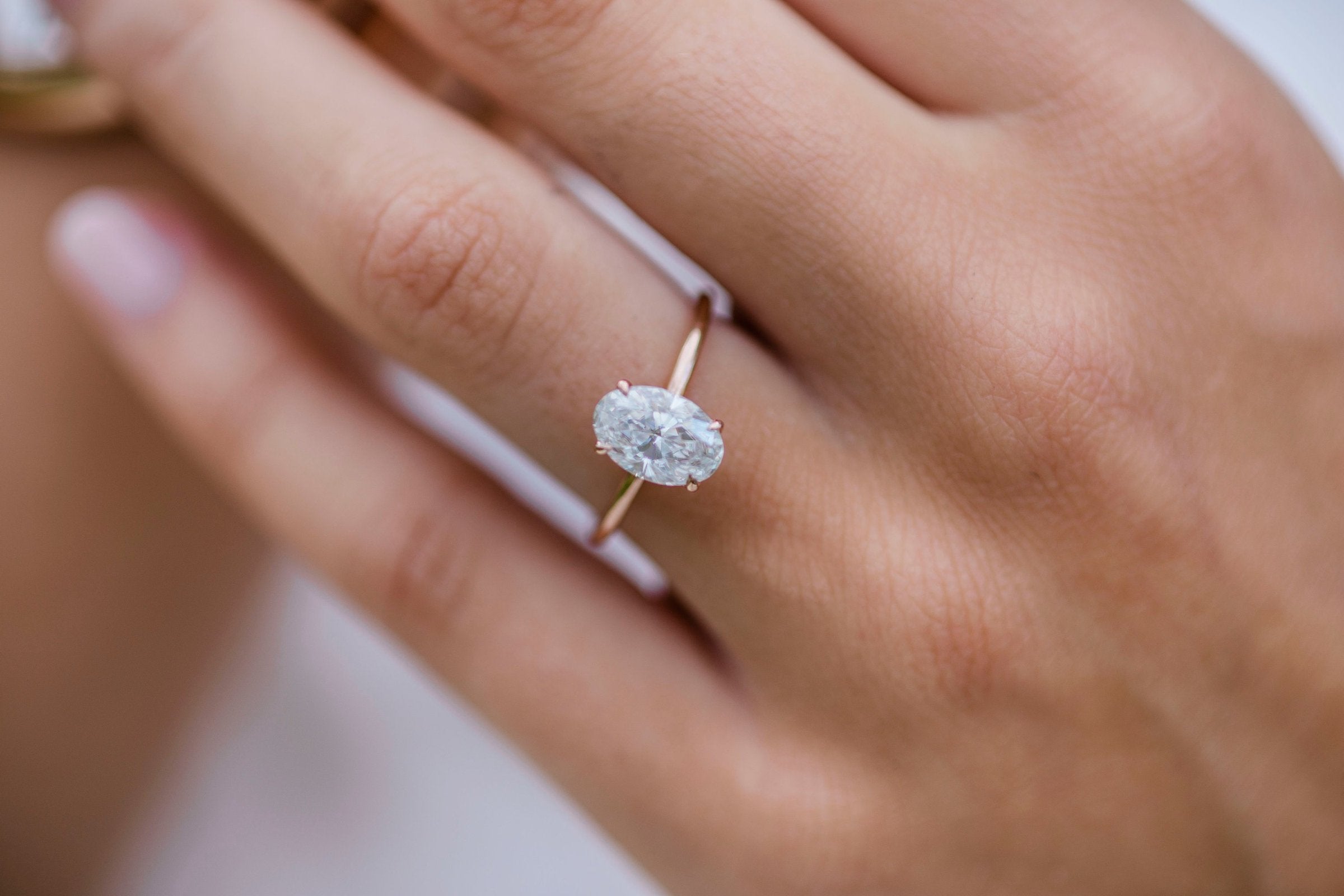 1.85 CT Oval Solitaire Moissanite Engagement Ring - Barbara Maison 