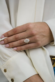 1.75 CT Marquise Cut Halo & Pave Moissanite Engagement Ring - Barbara Maison 