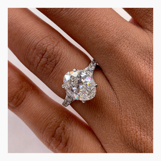 2.63ct Oval F- VS Pave Diamond Engagement Ring