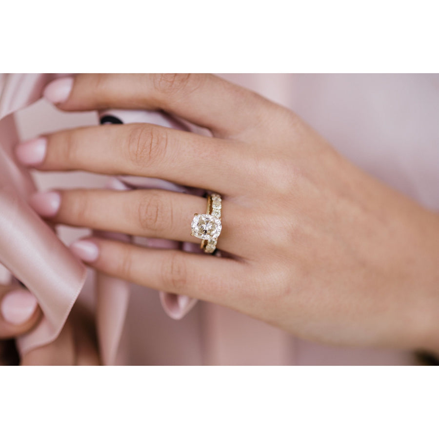 3.15 CT Elongated Cushion Solitaire Moissanite Engagement Ring - Barbara Maison 