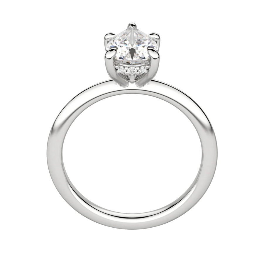 1.33 CT Pear Solitaire Moissanite Engagement Ring With Hidden Halo Setting - Barbara Maison 