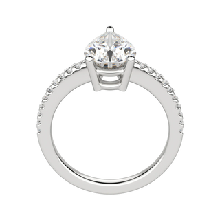 1.33 CT Pear Cut Solitaire Pave Moissanite Engagement Ring - Barbara Maison 