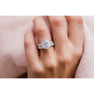 5.0 CT Cushion Solitaire Hidden Halo & Pave Moissanite Engagement Ring - Barbara Maison 