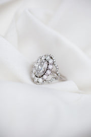 1.85 CT Oval Art Deco Halo Moissanite Engagement Ring - Barbara Maison 