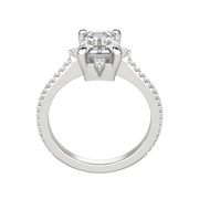 1.60 CT Emerald Solitaire Pave Moissanite Engagement Ring - Barbara Maison 