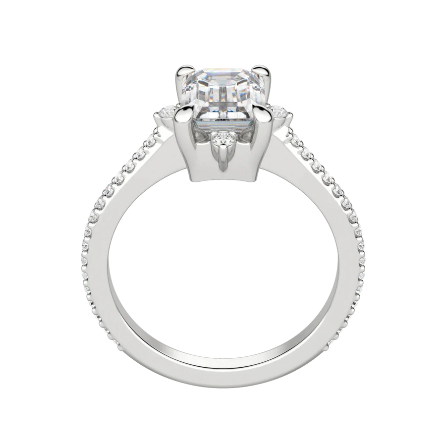 1.60 CT Emerald Solitaire Pave Moissanite Engagement Ring - Barbara Maison 