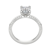 1.60 CT Emerald Solitaire Moissanite Engagement Ring With Pave Setting - Barbara Maison 