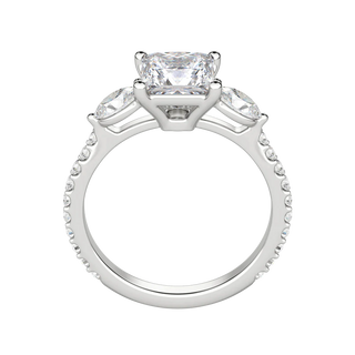 2.78 CT Princess 3 Stone Moissanite Engagement Ring - Barbara Maison 