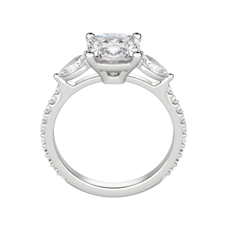 2.54 CT Cushion 3 Stone Moissanite Engagement Ring - Barbara Maison 