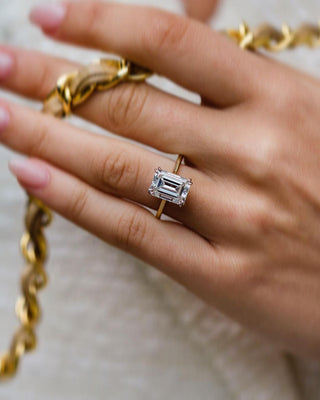 4.60 CT Emerald Cut Solitaire Moissanite Engagement Ring - Barbara Maison 