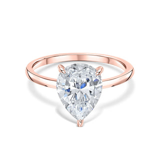 1.33 CT Pear Solitaire Moissanite Engagement Ring With Hidden Halo Setting - Barbara Maison 