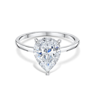 1.33 CT Pear Solitaire Moissanite Engagement Ring With Hidden Halo Setting - Barbara Maison 