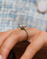 3.85 CT Oval Solitaire Pave Moissanite Engagement Ring - Barbara Maison 