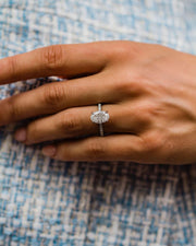 3.85 CT Oval Solitaire Pave Moissanite Engagement Ring - Barbara Maison 