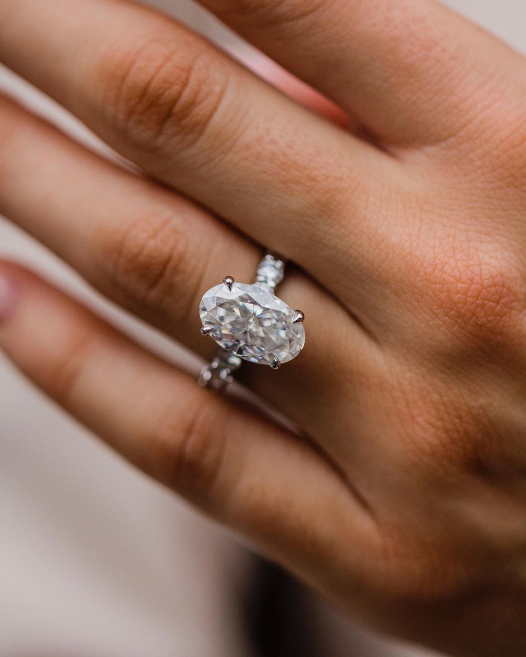 5.10 CT Oval Cut Solitaire Moissanite Engagement Ring - Barbara Maison 