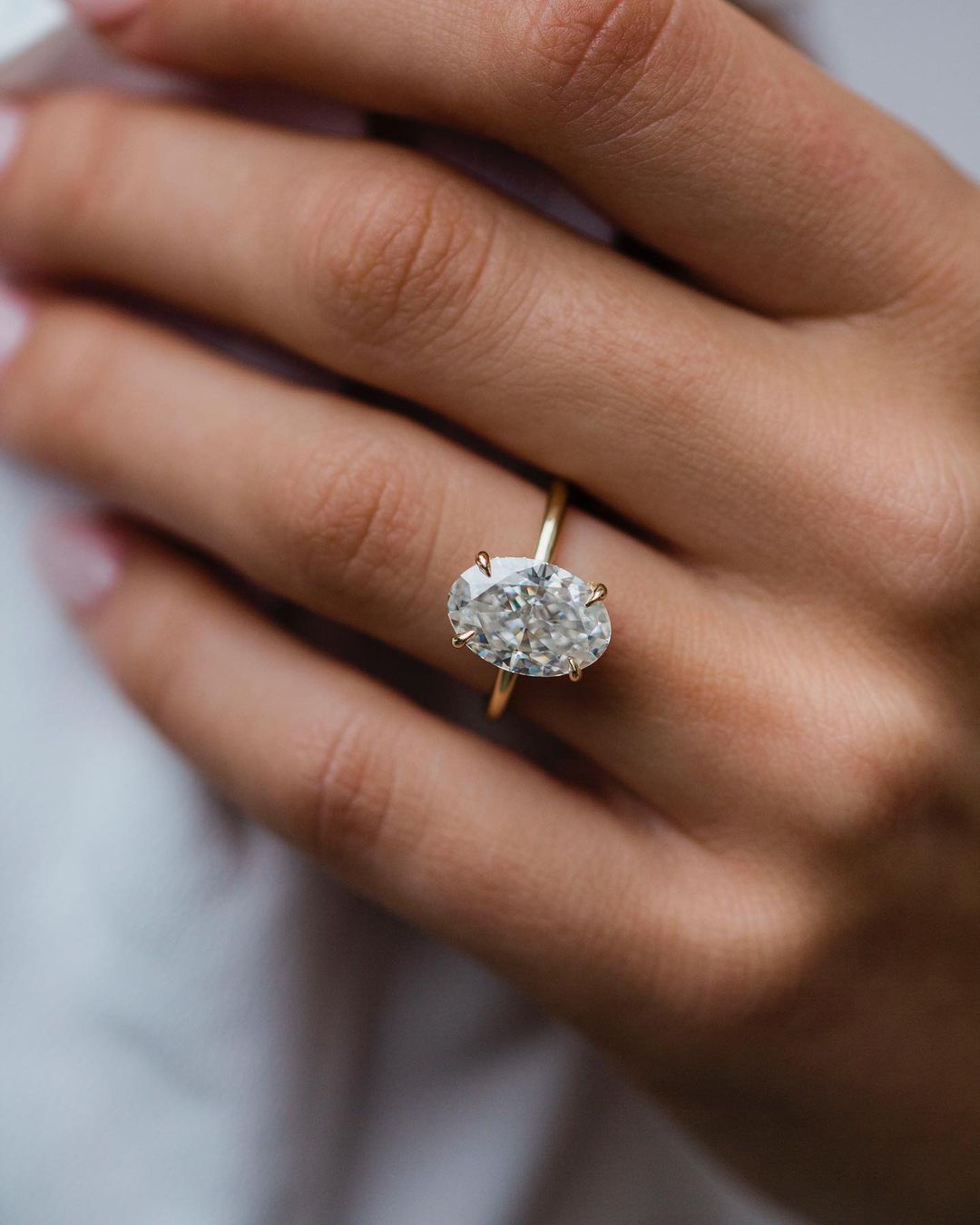 4.25 CT Oval Hidden Halo Moissanite Engagement Ring - Barbara Maison 