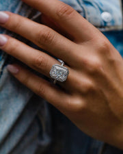 4.4 CT Radiant Double Halo Moissanite Engagement Ring - Barbara Maison 