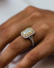 3.55 CT Canary Crushed Ice Radiant Moissanite Engagement Ring - Barbara Maison 