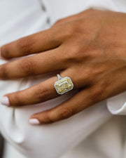 3.55 CT Canary Crushed Ice Radiant Moissanite Engagement Ring - Barbara Maison 