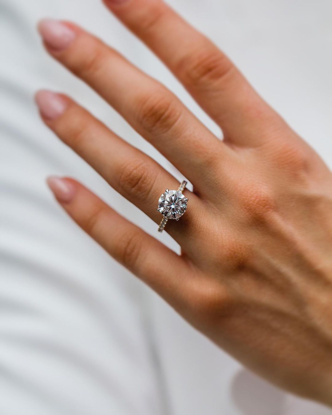 2.75 CT Round Solitaire Pave Moissanite Engagement Ring - Barbara Maison 