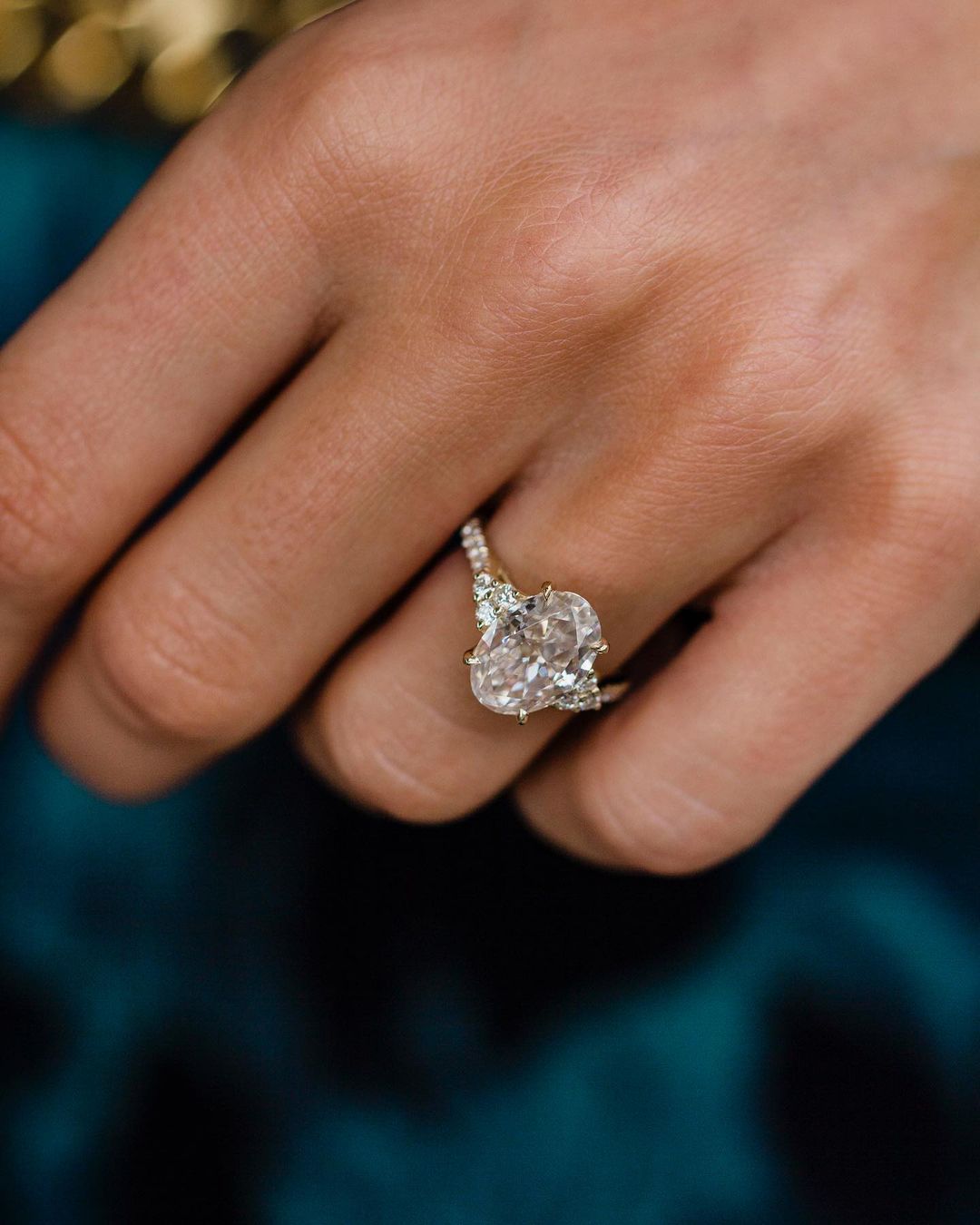 3.10 CT Oval Cluster Moissanite Engagement Ring - Barbara Maison 