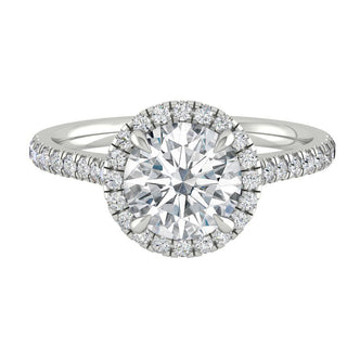 1.5 CT Round Cut Halo Pave Moissanite Engagement Ring - Barbara Maison 