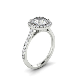 1.5 CT Round Cut Halo Pave Moissanite Engagement Ring - Barbara Maison 