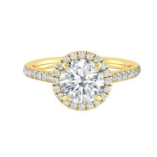 1.5 CT Round Cut Halo Pave Moissanite Engagement Ring - Barbara Maison 