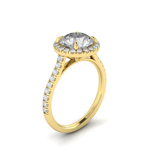 1.5 CT Round Cut Halo Pave Moissanite Engagement Ring - Barbara Maison 