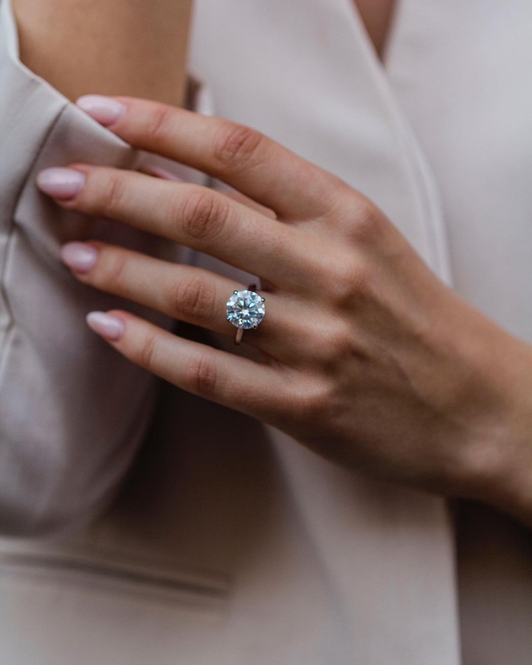 4.11 CT Round Solitaire Moissanite Engagement Ring - Barbara Maison 