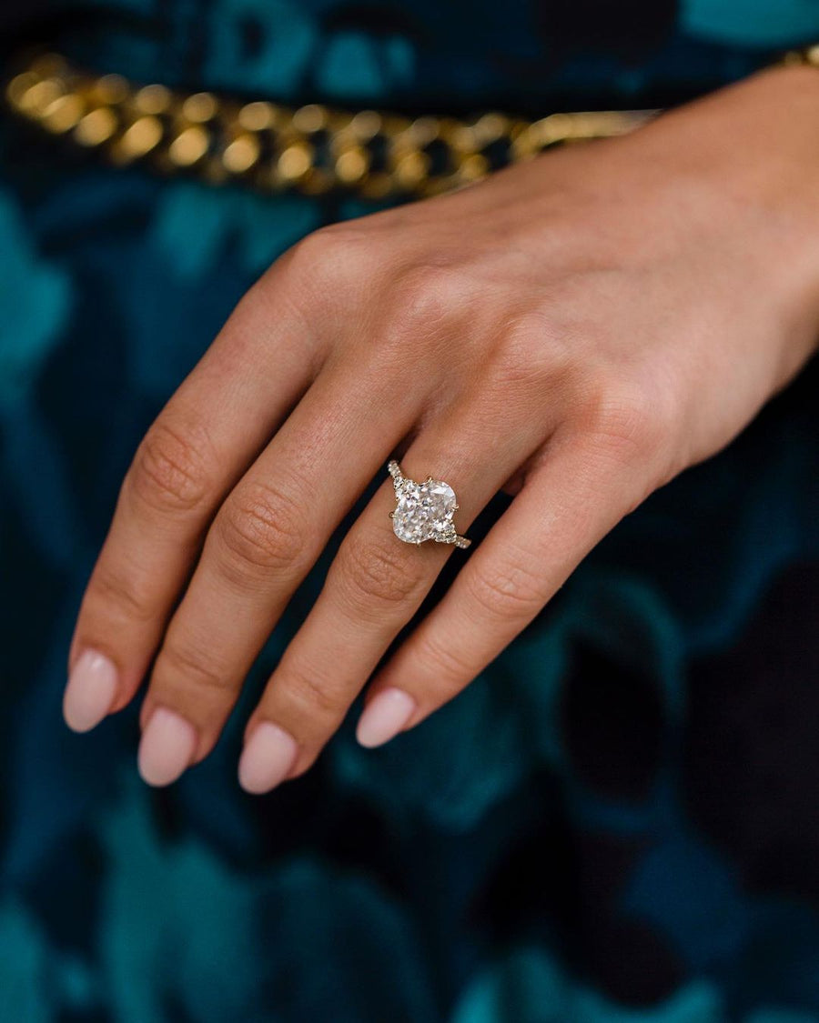 3.10 CT Oval Cluster Moissanite Engagement Ring - Barbara Maison 