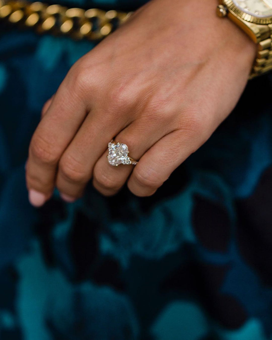 3.10 CT Oval Cluster Moissanite Engagement Ring - Barbara Maison 