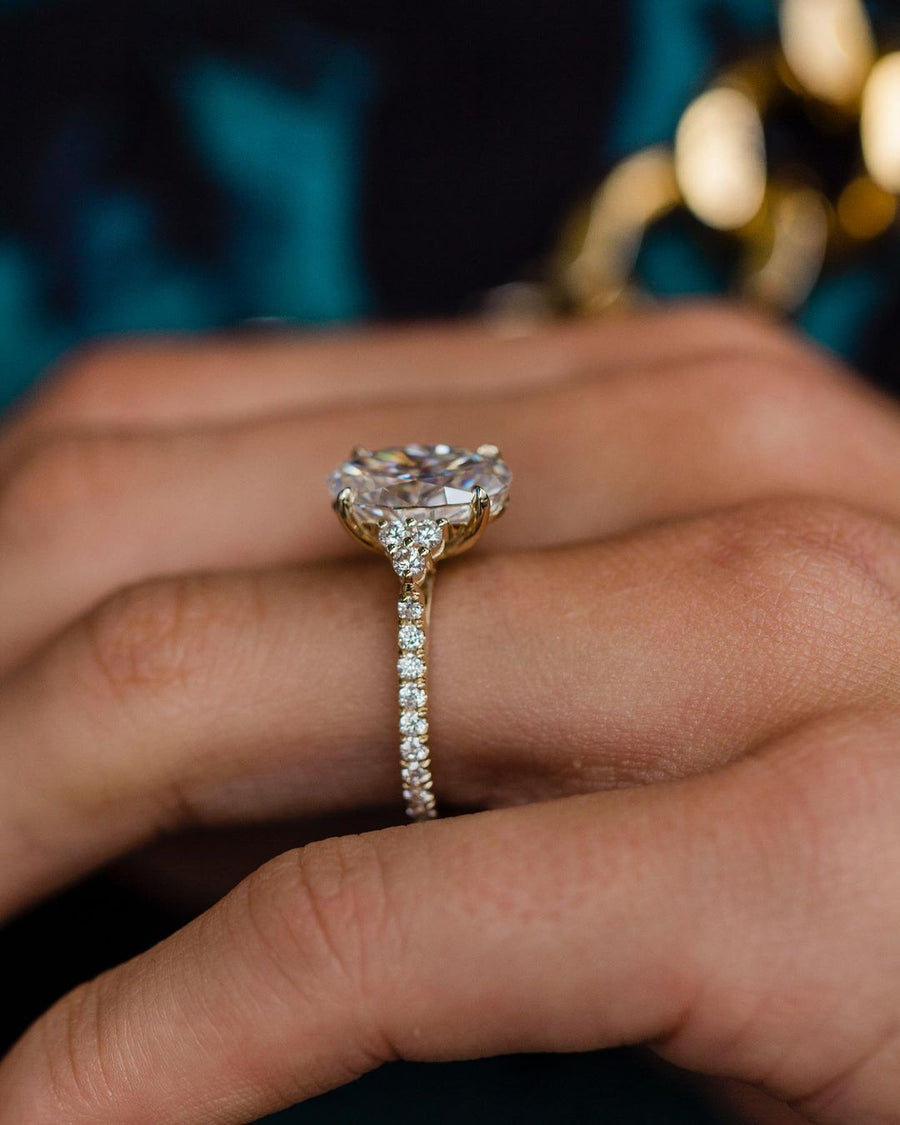 3.10 CT Oval Cluster Moissanite Engagement Ring - Barbara Maison 