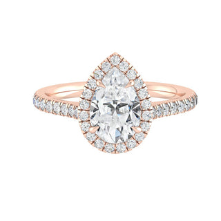 2.1 CT Pear Cut Halo Pave Moissanite Engagement Ring - Barbara Maison 