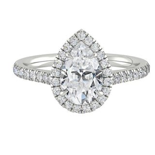 2.1 CT Pear Cut Halo Pave Moissanite Engagement Ring - Barbara Maison 