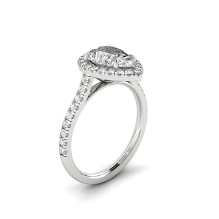 2.1 CT Pear Cut Halo Pave Moissanite Engagement Ring - Barbara Maison 