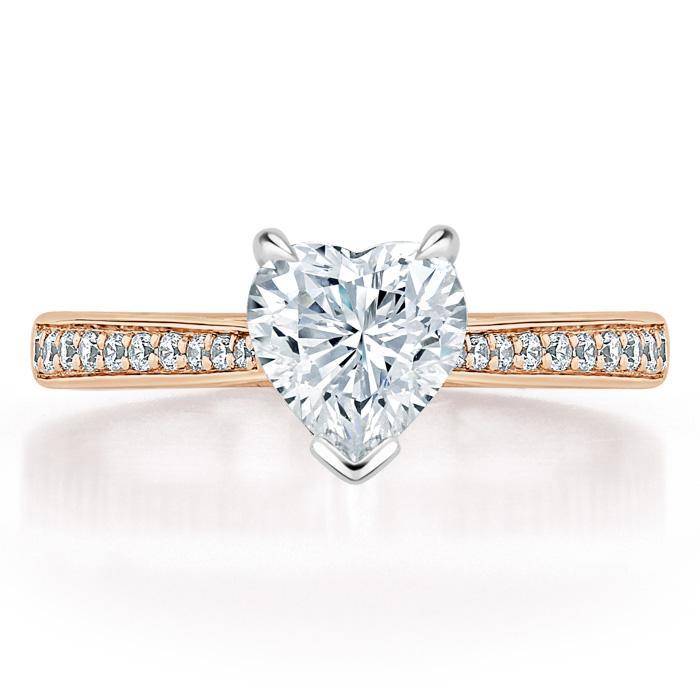 1.0 CT Heart Cut Solitaire Channel Pave Moissanite Engagement Ring - Barbara Maison 